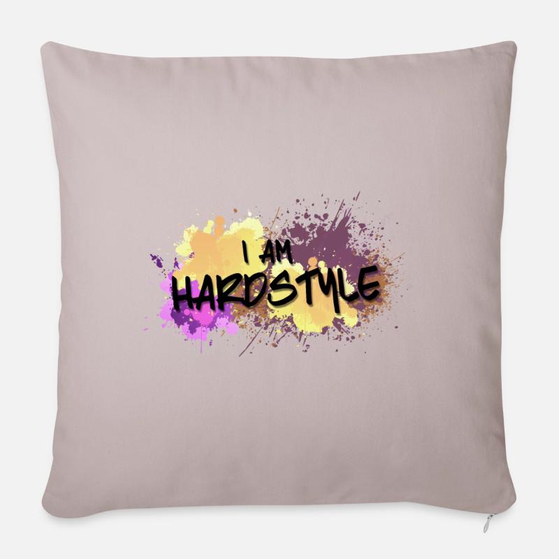 Hardstyle Rawstyle EDM Techno Rave Party - Housse de coussin décorative 45 x 45 cm - taupe clair
