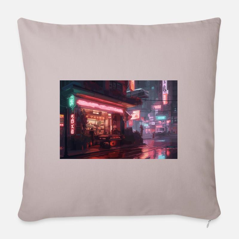 Neon Stadt Caffee - Sofakissenbezug 45 x 45 cm - helles Taupe