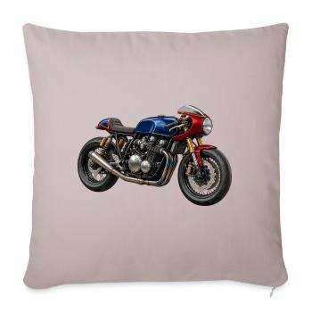 Café Racer Kunstmotorrad BlauRot Gold - Sofakissenbezug 45 x 45 cm - helles Taupe - Vorne