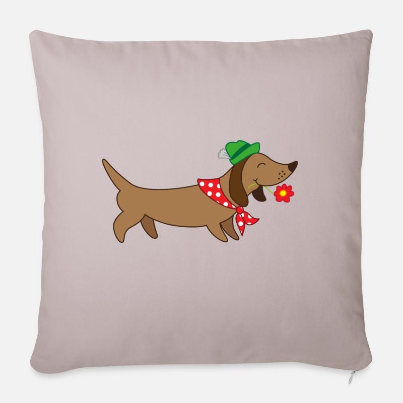 Teckel bavarois - Housse de coussin décorative 45 x 45 cm - taupe clair