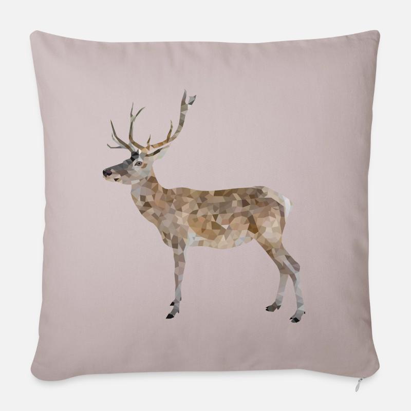 Hirsch Geweihträger - Housse de coussin décorative 45 x 45 cm - taupe clair