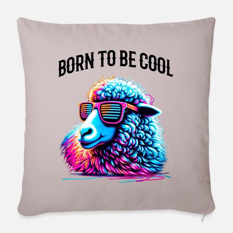 Schaf cool Lustiges Schaf Brille Born to be cool - Sofakissenbezug 45 x 45 cm - helles Taupe