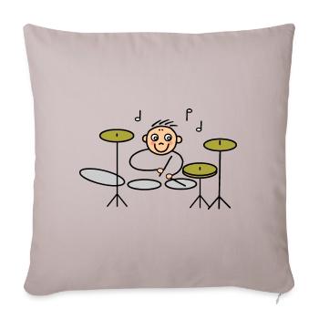 Drummer in action on drums - Sofa pillowcase 17,3'' x 17,3'' (45 x 45 cm) - light taupe - Front