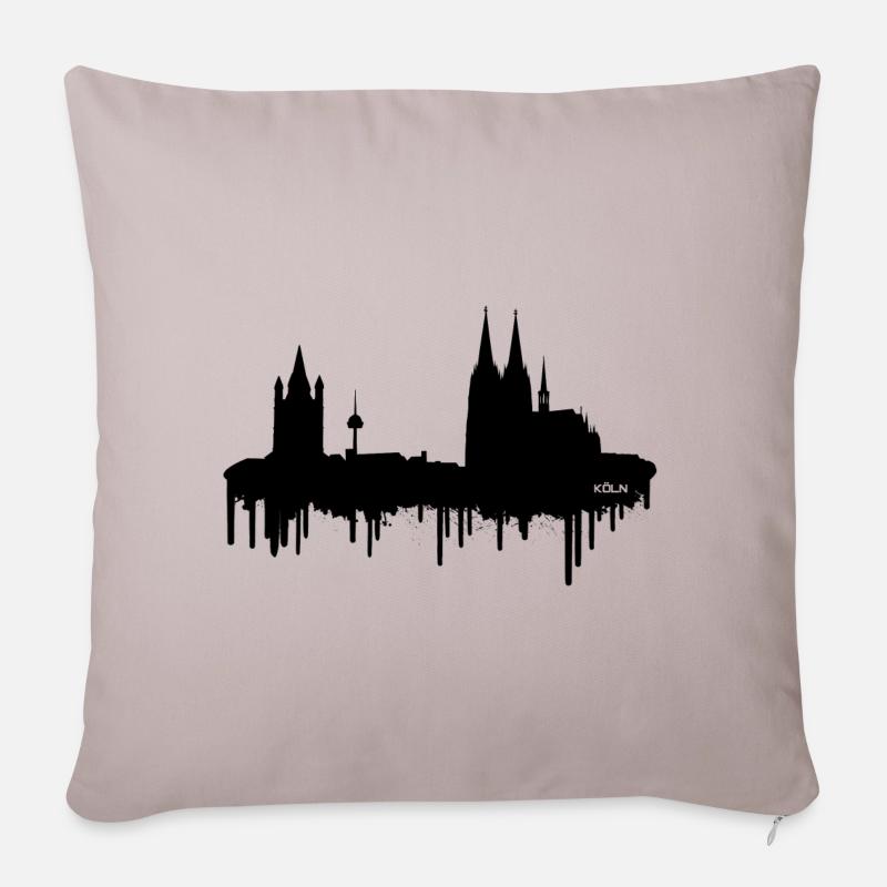 Skyline Köln - Schwarz - Sofakissenbezug 45 x 45 cm - helles Taupe