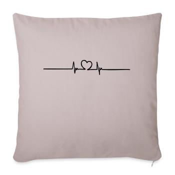 Herzschlag Heart Beat - Sofakissenbezug 45 x 45 cm - helles Taupe - Vorne