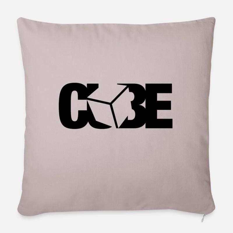 CUBE IN CUBE. Cubing-Cube-Cuber-Speedcubing - Sofa pillowcase 17,3'' x 17,3'' (45 x 45 cm) - light taupe
