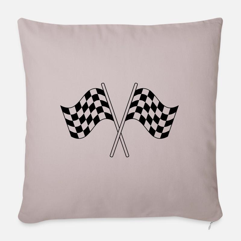 Drapeaux croisés Symbole Course - Housse de coussin décorative 45 x 45 cm - taupe clair