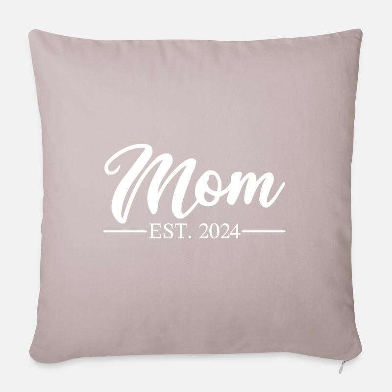 Maman 2024 - Housse de coussin décorative 45 x 45 cm - taupe clair