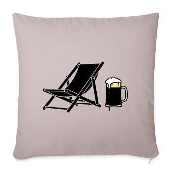 Silhouette de la chaise longue et de la chope de bière - Housse de coussin décorative 45 x 45 cm - taupe clair - Devant
