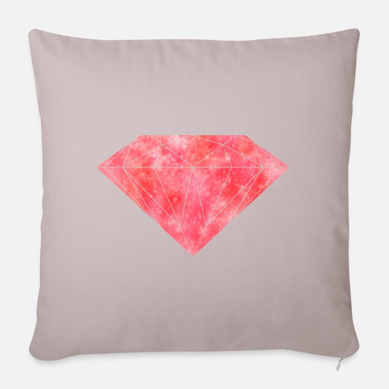 Pierre de diamant rouge rubis cristal - Housse de coussin décorative 45 x 45 cm - taupe clair