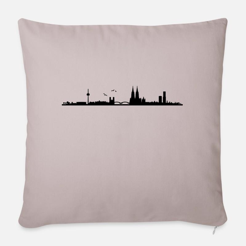 Skyline Köln Panorama - Sofakissenbezug 45 x 45 cm - helles Taupe