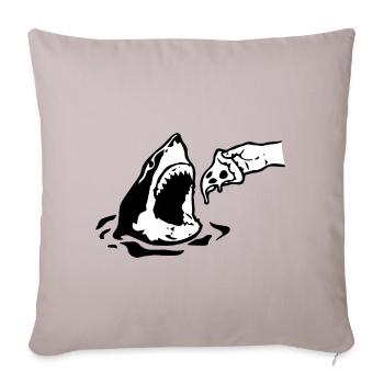 Requin avec idée cadeau pizza - Housse de coussin décorative 45 x 45 cm - taupe clair - Devant