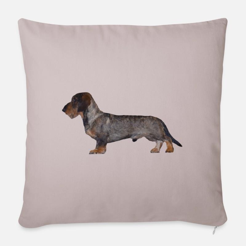 Dackel Rauhaar Dachshund Jagdhund Geschenkidee - Sofakissenbezug 45 x 45 cm - helles Taupe