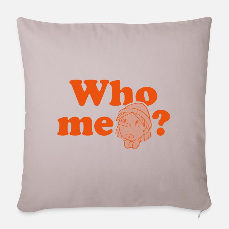 Pinocchio – Garçon Innocent : Moi ? Rouge - Housse de coussin décorative 45 x 45 cm - taupe clair