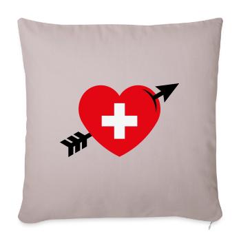 Heart - Swiss Cross Arrow (I Love Switzerland, 3C) - Sofa pillowcase 17,3'' x 17,3'' (45 x 45 cm) - light taupe - Front