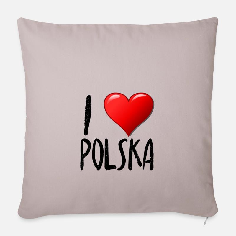 J'aime Polska - Housse de coussin décorative 45 x 45 cm - taupe clair