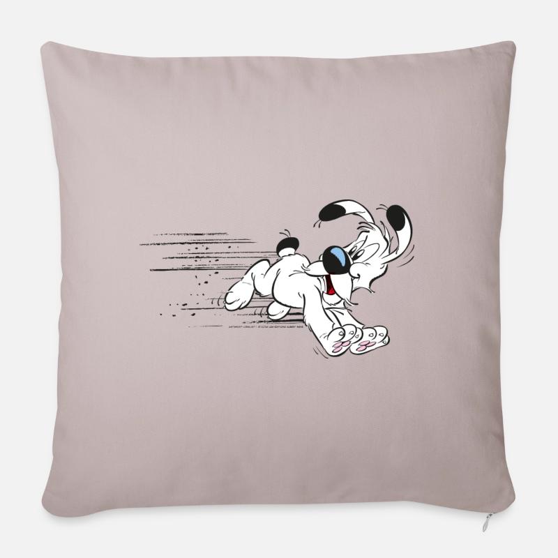 Asterix - Idefix hat es eilig - Sofakissenbezug 45 x 45 cm - helles Taupe