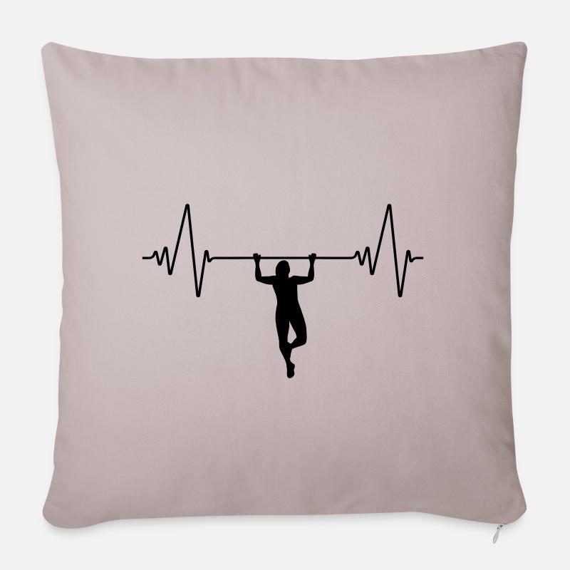 Klimmzüge Herzschlag | Heartbeat Pull Ups - Sofakissenbezug 45 x 45 cm - helles Taupe