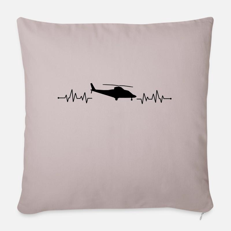 hélicoptère hélicoptère battement de coeur - Housse de coussin décorative 45 x 45 cm - taupe clair