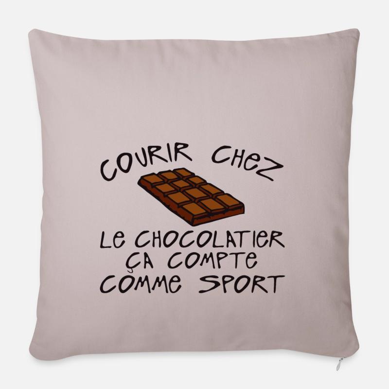 citation courir chocolatier sport humour compte ta - Housse de coussin décorative 45 x 45 cm - taupe clair