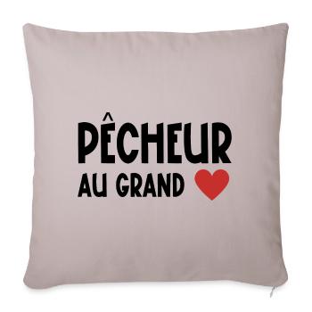 pêcheur au grand cœur - Housse de coussin décorative 45 x 45 cm - taupe clair - Devant