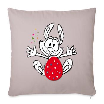 Osterhase mit Osterei - Sofakissenbezug 45 x 45 cm - helles Taupe - Vorne