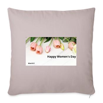 Bonne Journée des Femmes, Tulipes Roses - Housse de coussin décorative 45 x 45 cm - taupe clair - Devant