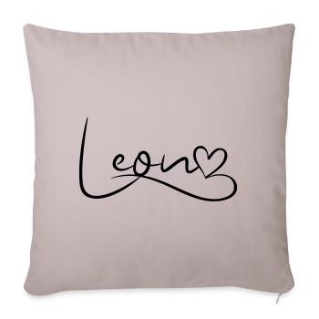 Leon Name Vorname Herzdekor - Sofakissenbezug 45 x 45 cm - helles Taupe - Vorne