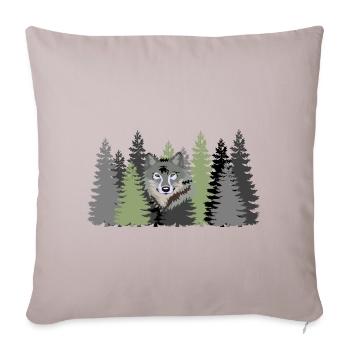 Grey (Gray) Wolf in wilderness forest - Sofa pillowcase 17,3'' x 17,3'' (45 x 45 cm) - light taupe - Front