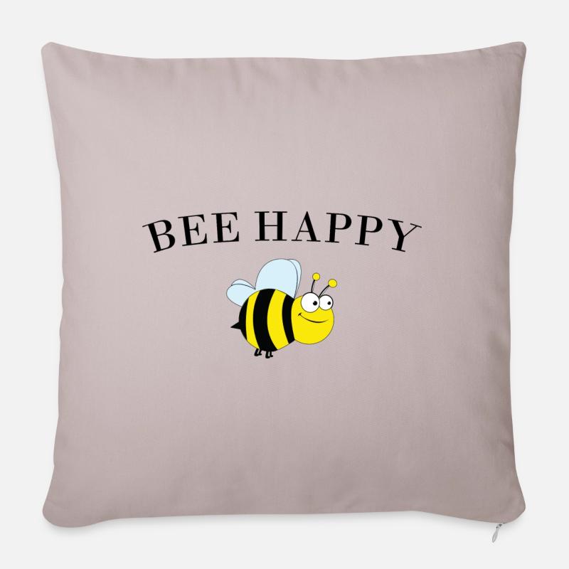 BEE HAPPY - Sofakissenbezug 45 x 45 cm - helles Taupe