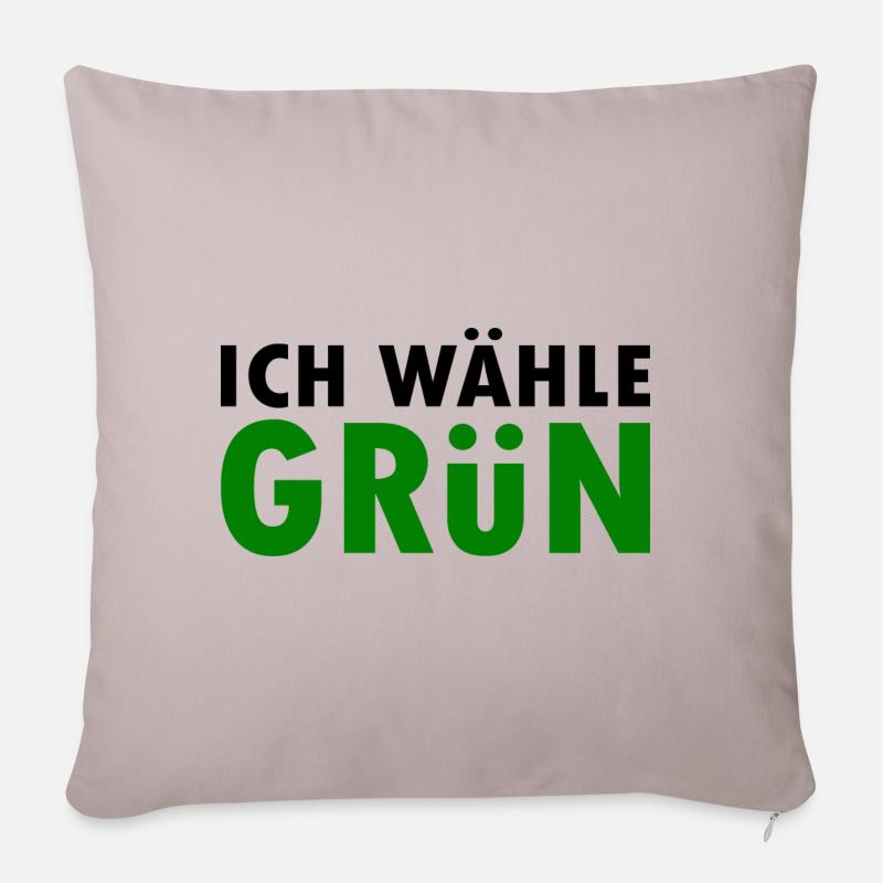 Ich wähle grün - Sofakissenbezug 45 x 45 cm - helles Taupe