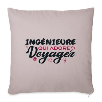Ingénieure globe-trotteuse passionnée de voyages - Housse de coussin décorative 45 x 45 cm - taupe clair - Devant