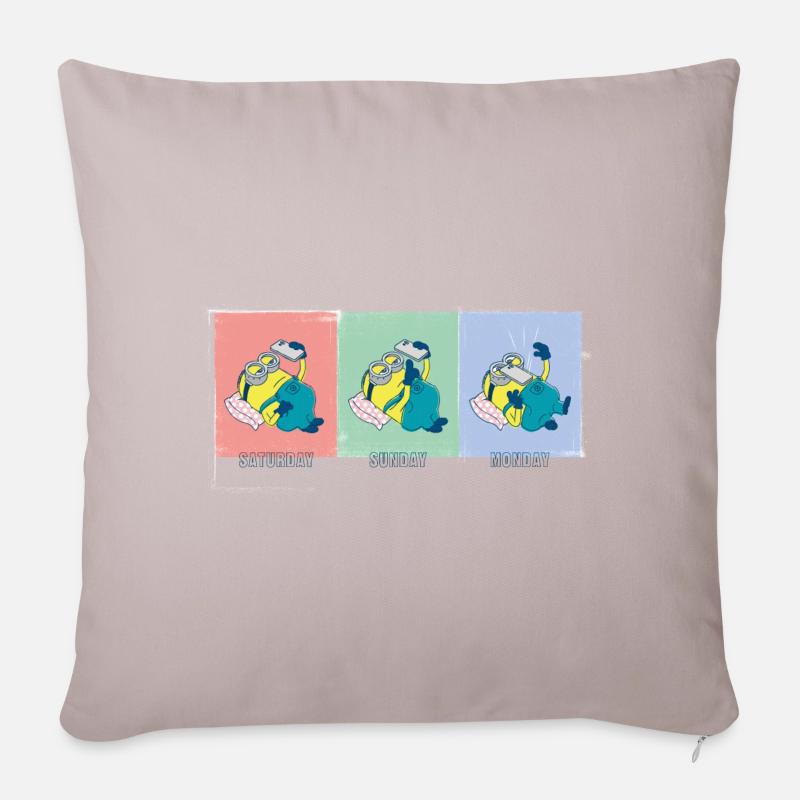 Les Minions Dave Samedi Dimanche Lundi Meme - Housse de coussin décorative 45 x 45 cm - taupe clair
