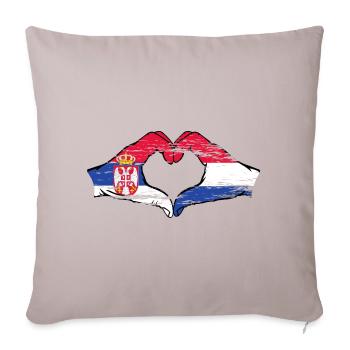 Serbie Hollande Drapeau Mains Coeur Utilisé - Housse de coussin décorative 45 x 45 cm - taupe clair - Devant