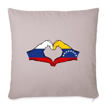 Russia Venezuela Flag Hands Heart Shape - Sofa pillowcase 17,3'' x 17,3'' (45 x 45 cm) - light taupe - Front