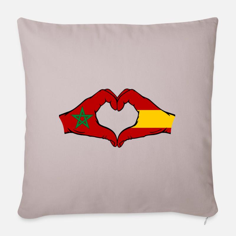 Marokko Spanien Flagge Hände Herzform - Sofakissenbezug 45 x 45 cm - helles Taupe
