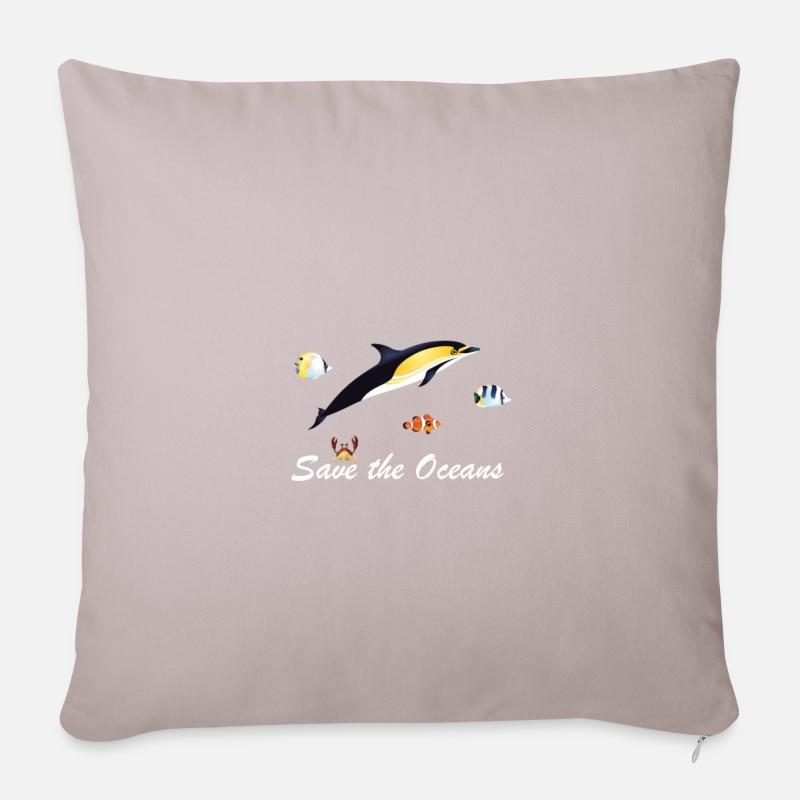 Save the Oceans - Sofakissenbezug 45 x 45 cm - helles Taupe