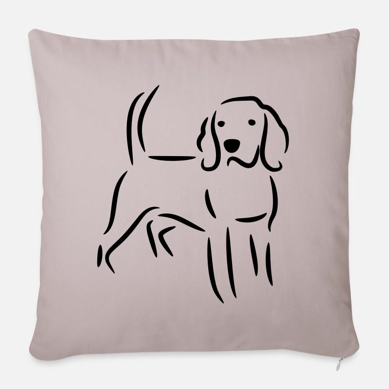 Beagle chien - dessin simple en noir - Housse de coussin décorative 45 x 45 cm - taupe clair