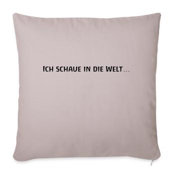 Morgenspruch - Sofakissenbezug 45 x 45 cm - helles Taupe - Vorne