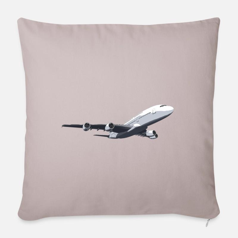 Flugzeug Passagierflugzeug Düsenflugzeug - Sofakissenbezug 45 x 45 cm - helles Taupe
