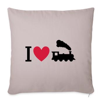 J’adore les locomotives à vapeur - Housse de coussin décorative 45 x 45 cm - taupe clair - Devant