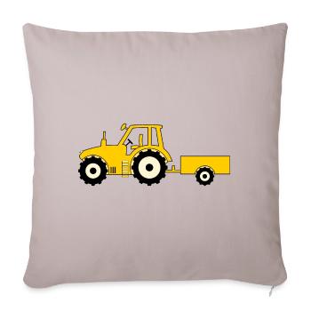 Tracteur avec remorque jaune - Housse de coussin décorative 45 x 45 cm - taupe clair - Devant
