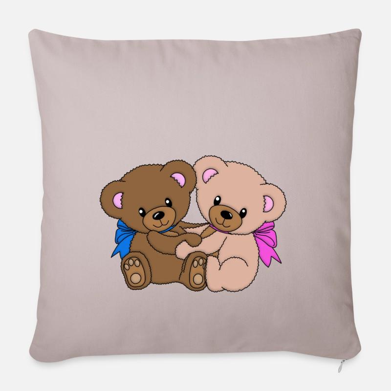 süße Teddys - Sofakissenbezug 45 x 45 cm - helles Taupe