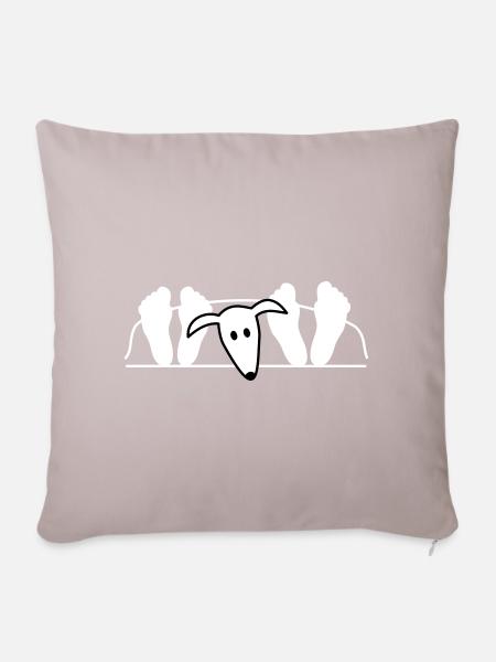 Galgo au lit - Housse de coussin décorative 45 x 45 cm - taupe clair