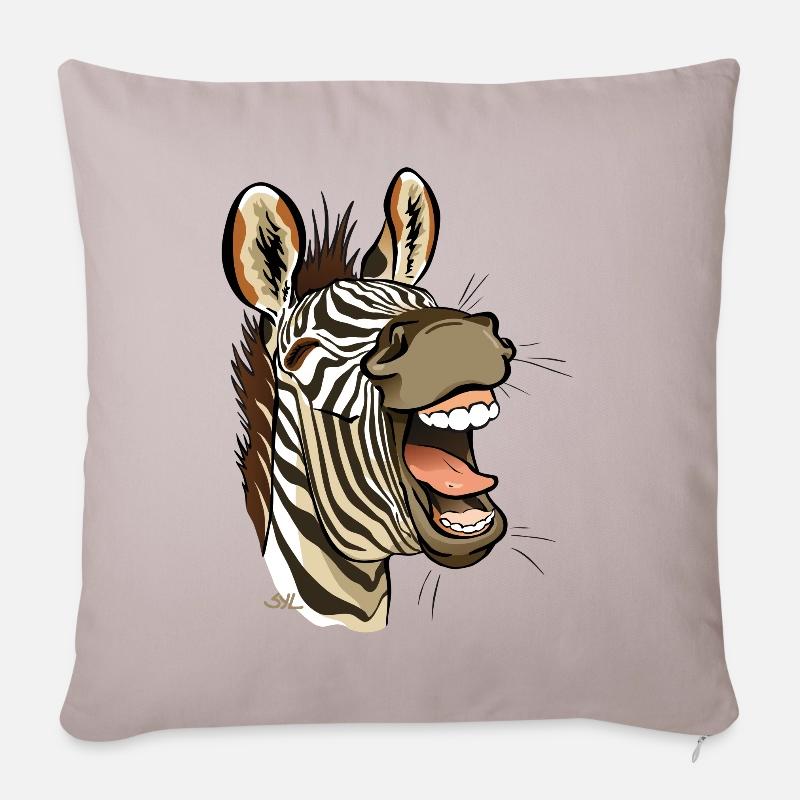 Zèbre qui rit - Housse de coussin décorative 45 x 45 cm - taupe clair
