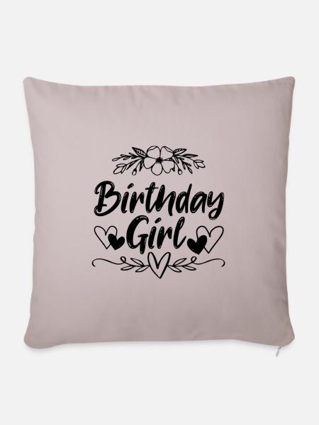 Birthday Girl - Sofakissenbezug 45 x 45 cm - helles Taupe