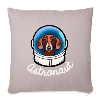 Teckel Astronaute Chien Cadeau Viennois - Housse de coussin décorative 45 x 45 cm - taupe clair - Devant