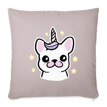 Français Bulldog Unicorn Dog Frenchie - Housse de coussin décorative 45 x 45 cm - taupe clair - Devant