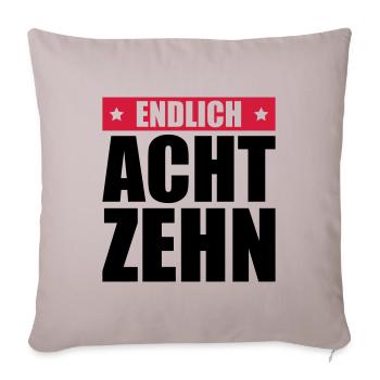 endlich 18 jahre - Sofakissenbezug 45 x 45 cm - helles Taupe - Vorne