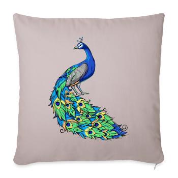 Oiseau plume de paon - Housse de coussin décorative 45 x 45 cm - taupe clair - Devant